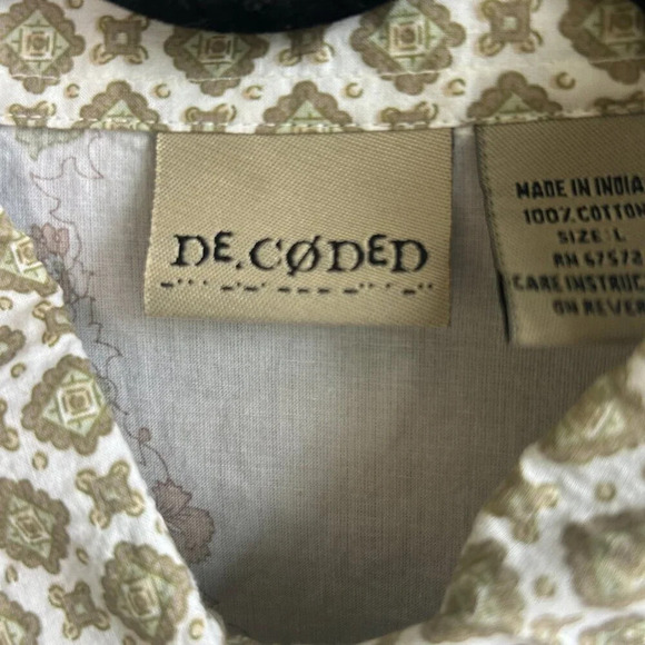 Decoded Patchwork Boho Print Button Front Shirt Size Large - Picture 4 of 6